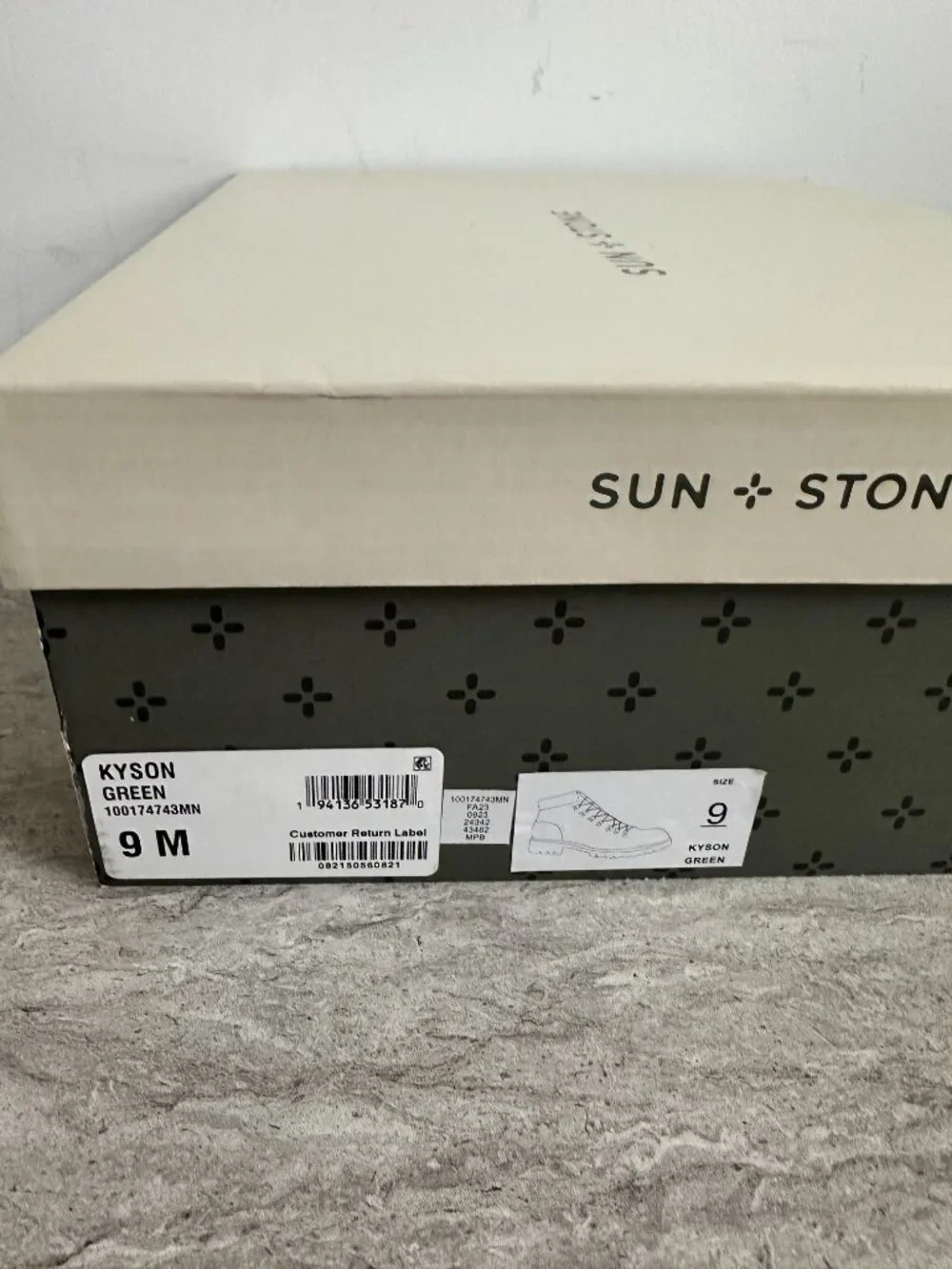 Sun Stone Glenn Olive Green Winter Hiking Boots Mens Sz 9 Faux Shearling Lining